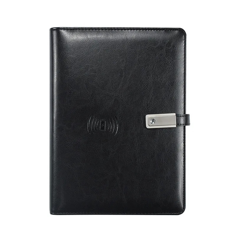PU Leather Notebook W/ 8000mAh Wireless Charging Power Bank 8