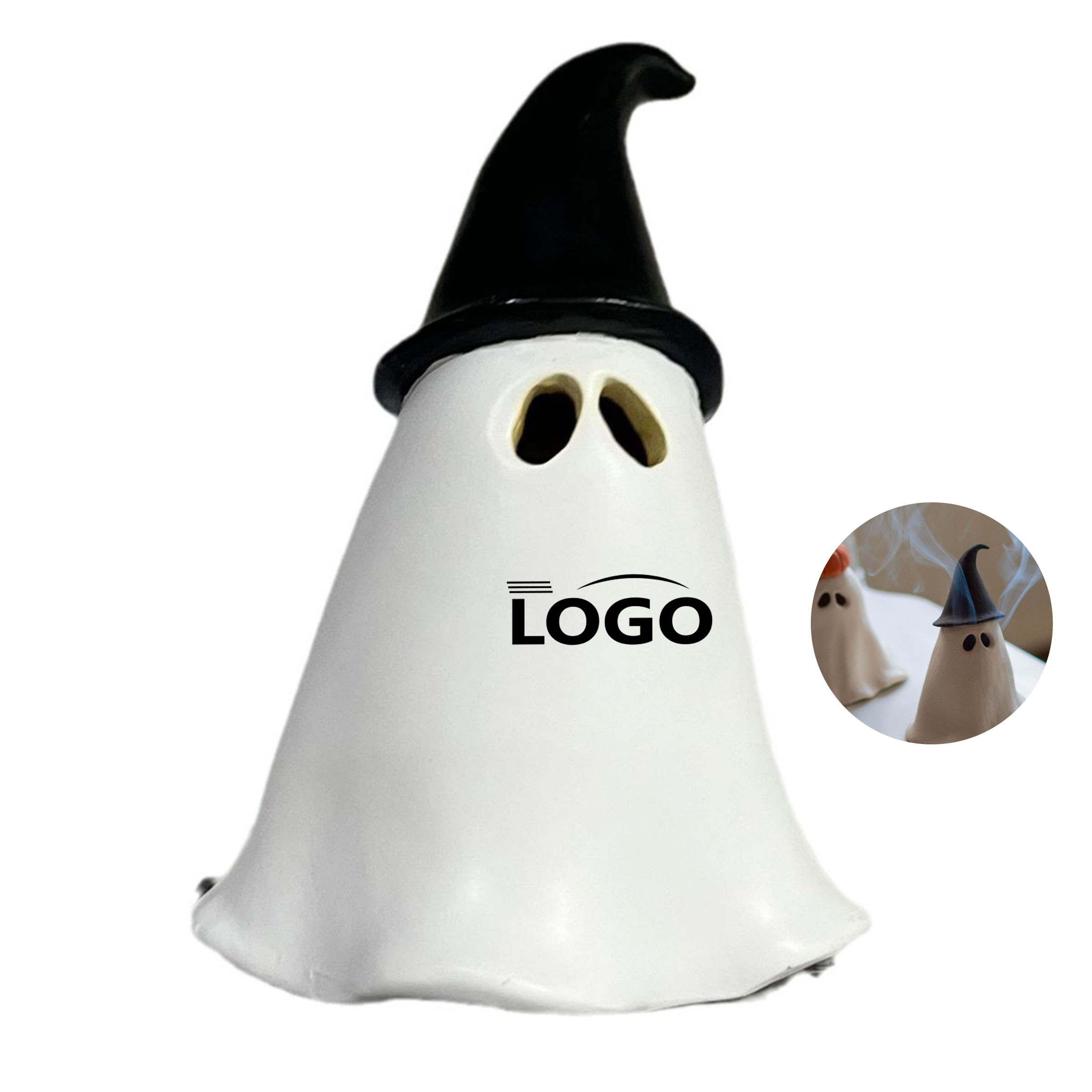 Scary Halloween incense burner with pumpkin and witch hat 4