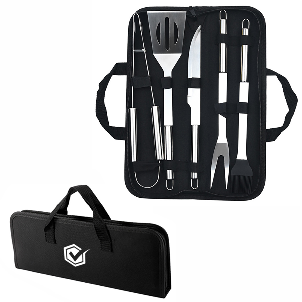5-piece Stainless Steel BBQ Set w/ Carrying Bag 4