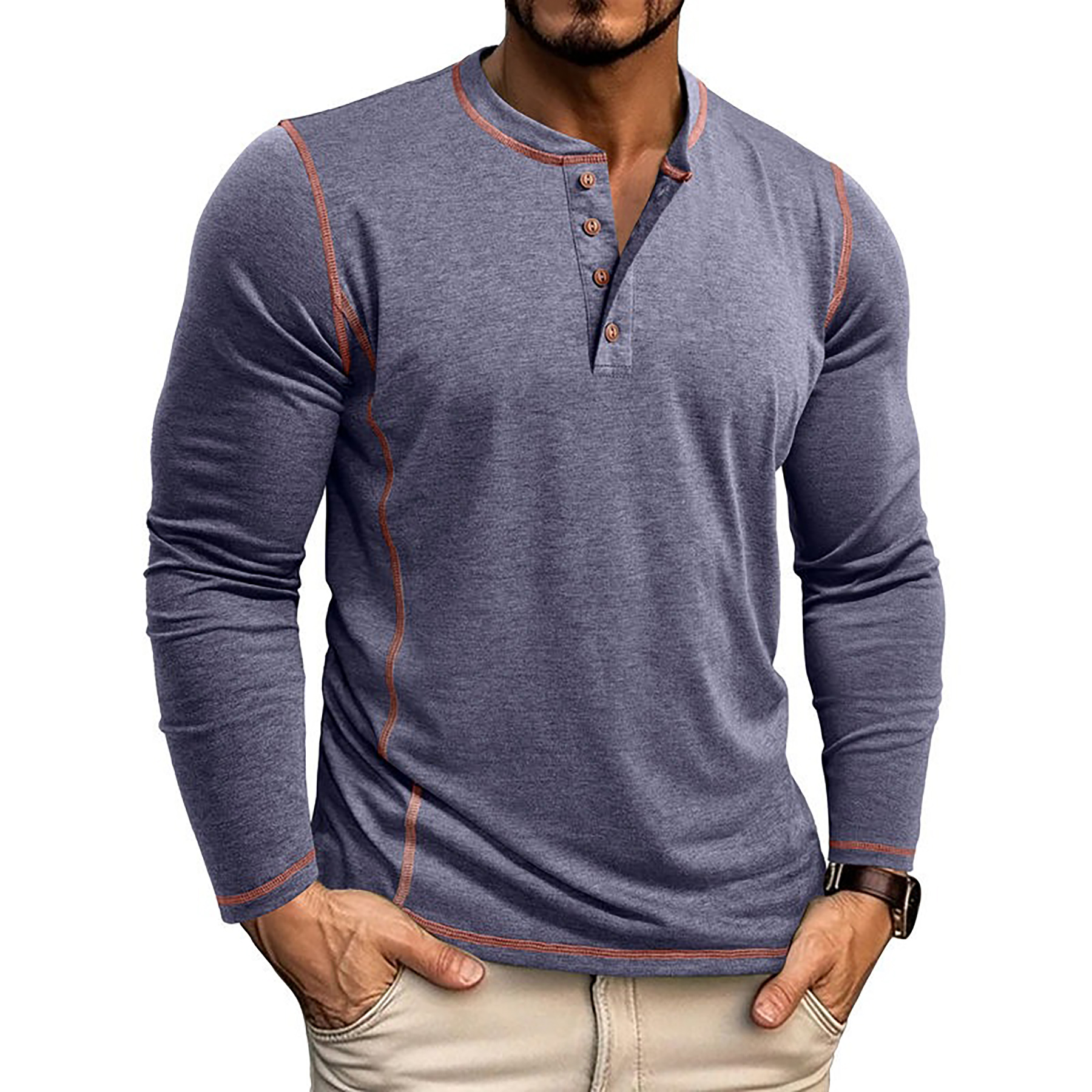 Men's Henley Shirt Long Sleeve 4