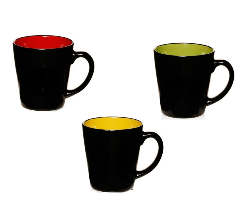 Two-Tone Black Matte Ceramic Mug, 12 oz. 1