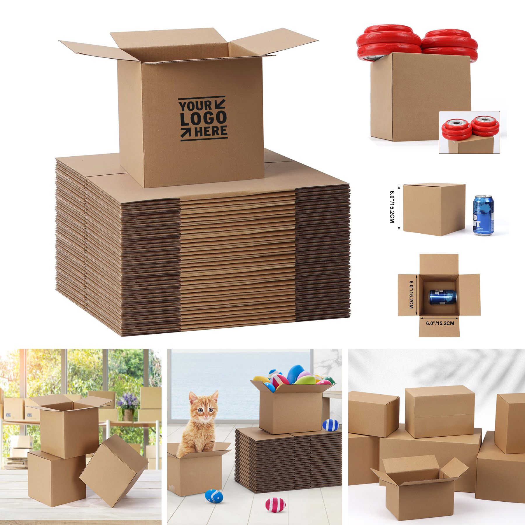 Sturdy 6x6x6 Inches Small Business Corrugated Cardboard Mailing Shipping Packaging Box