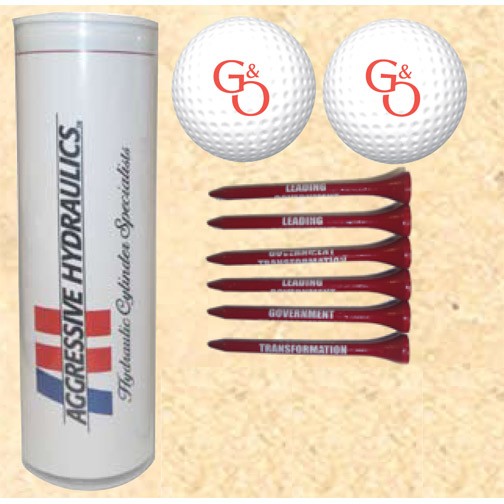 4-Color Image Insert Golf Ball Tube w/ 2 Golf Balls & Six 2 3/4" Tees 1