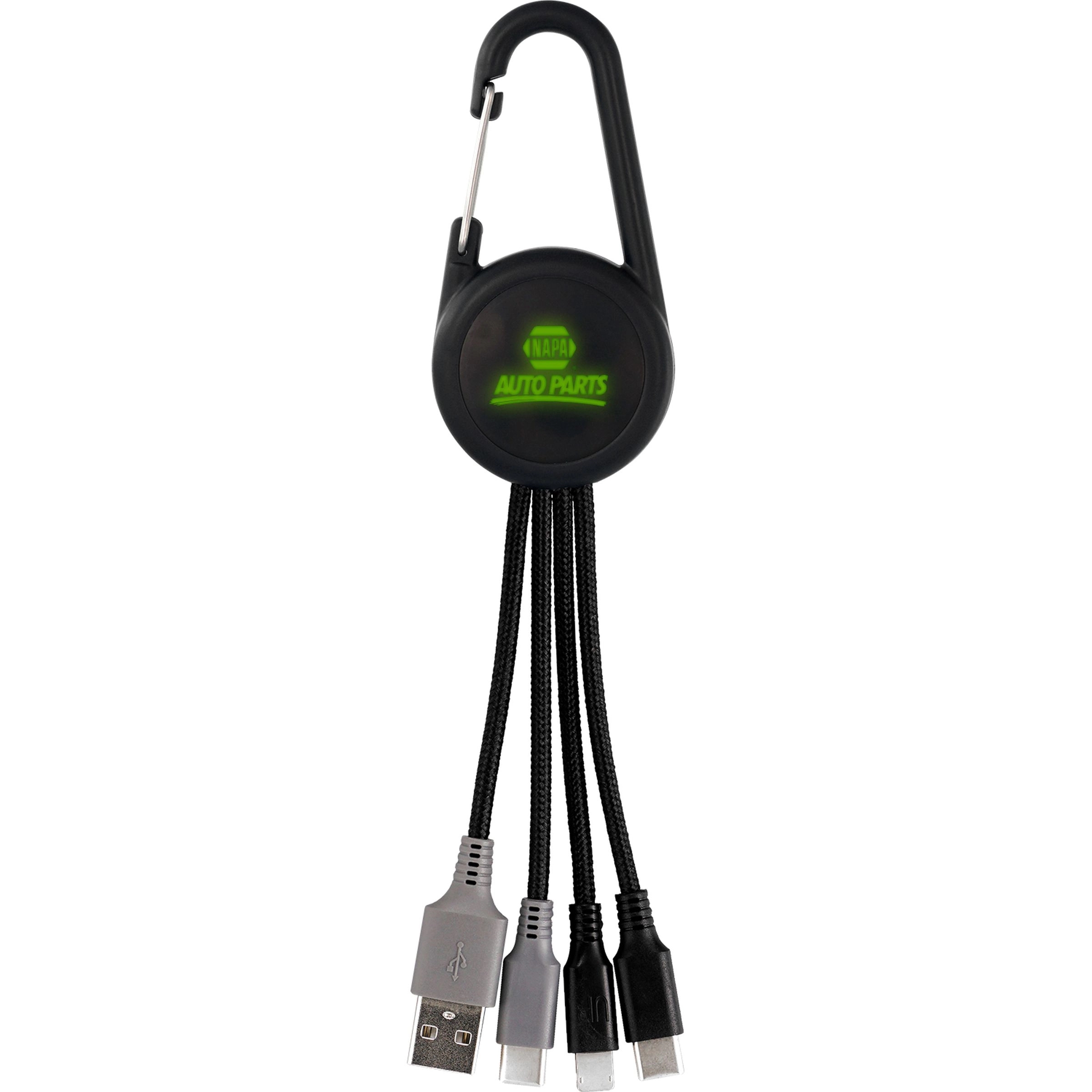 Color Light Up Dual Input 3-in-1 Carabiner Charging Cable 5