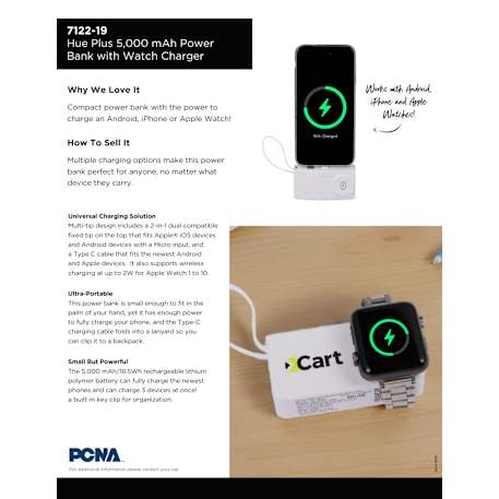 Hue Plus 5000 mAh Power Bank with Watch Charger 52