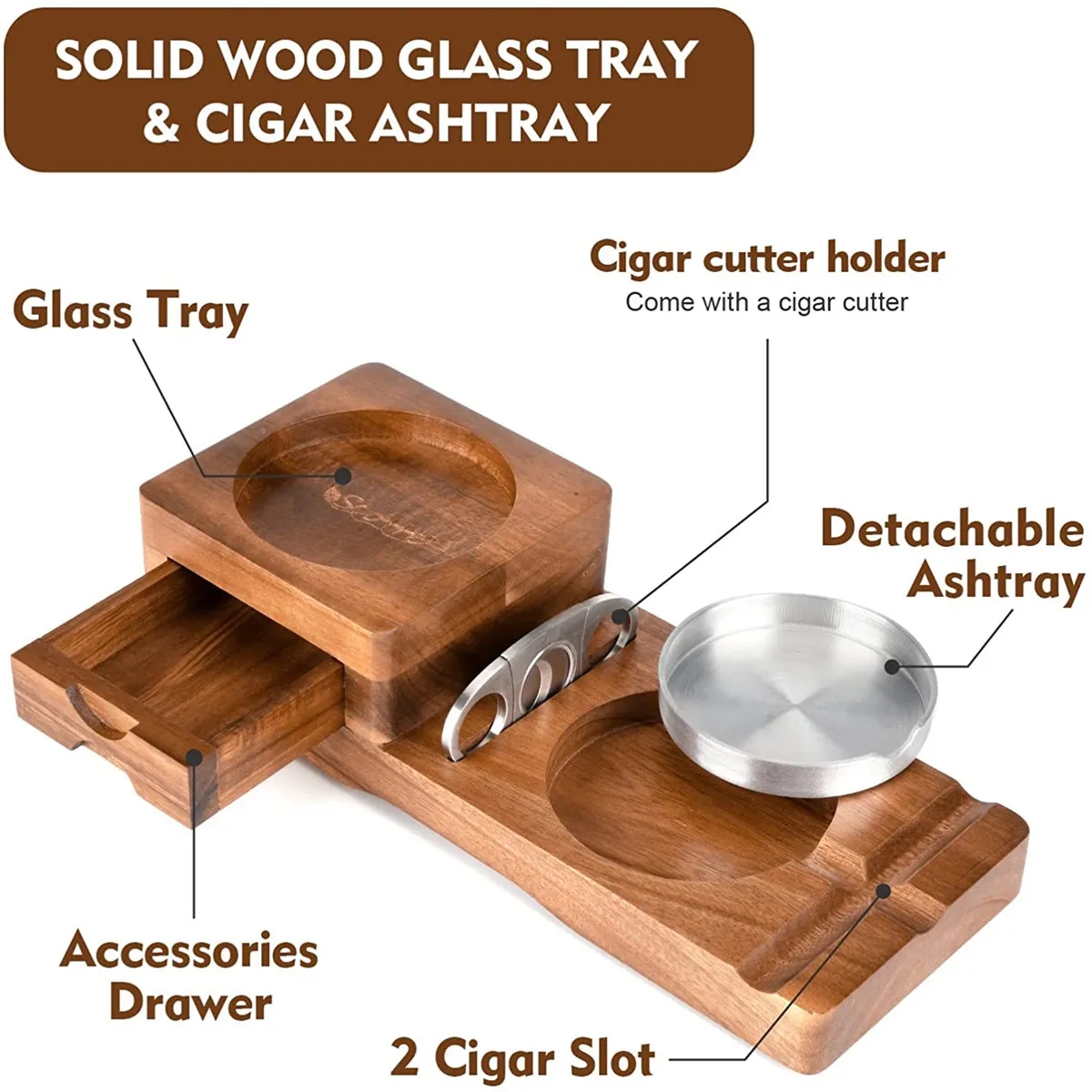 Cigar Ashtray Coaster With Whiskey Glass Tray 3
