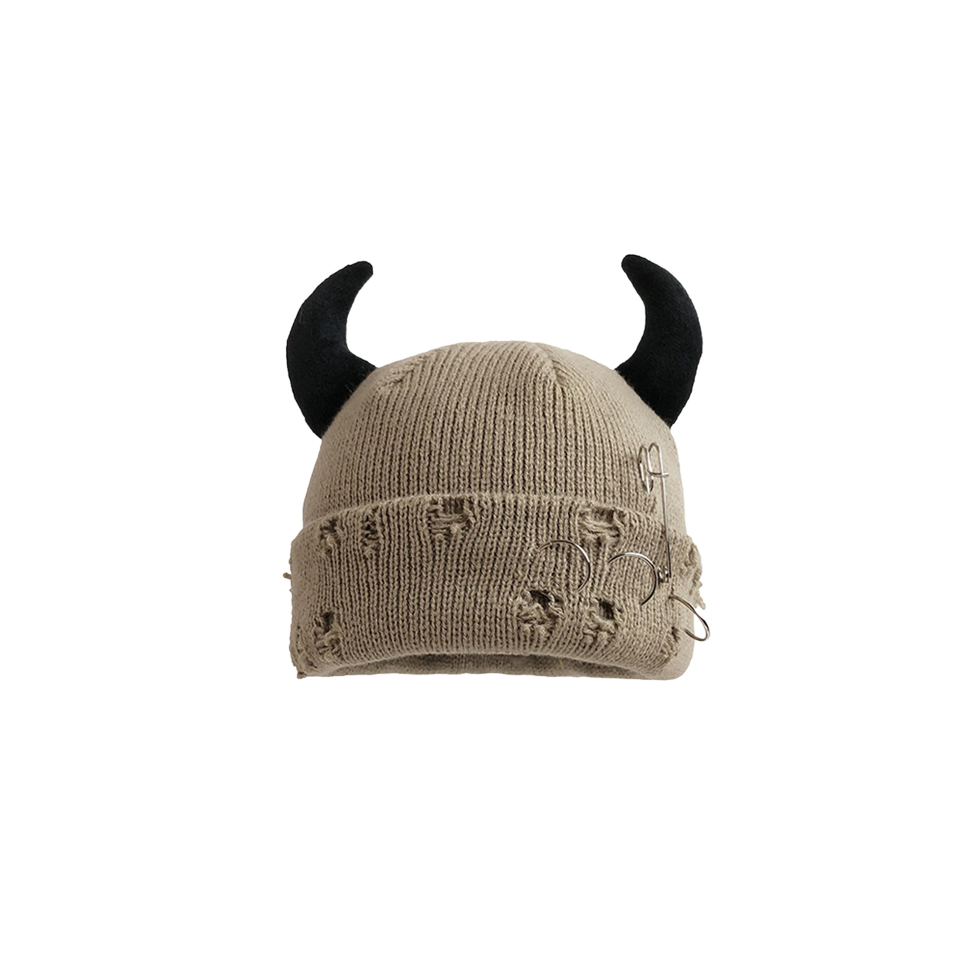 Custom Logo Horned Winter Knitted Hat 5