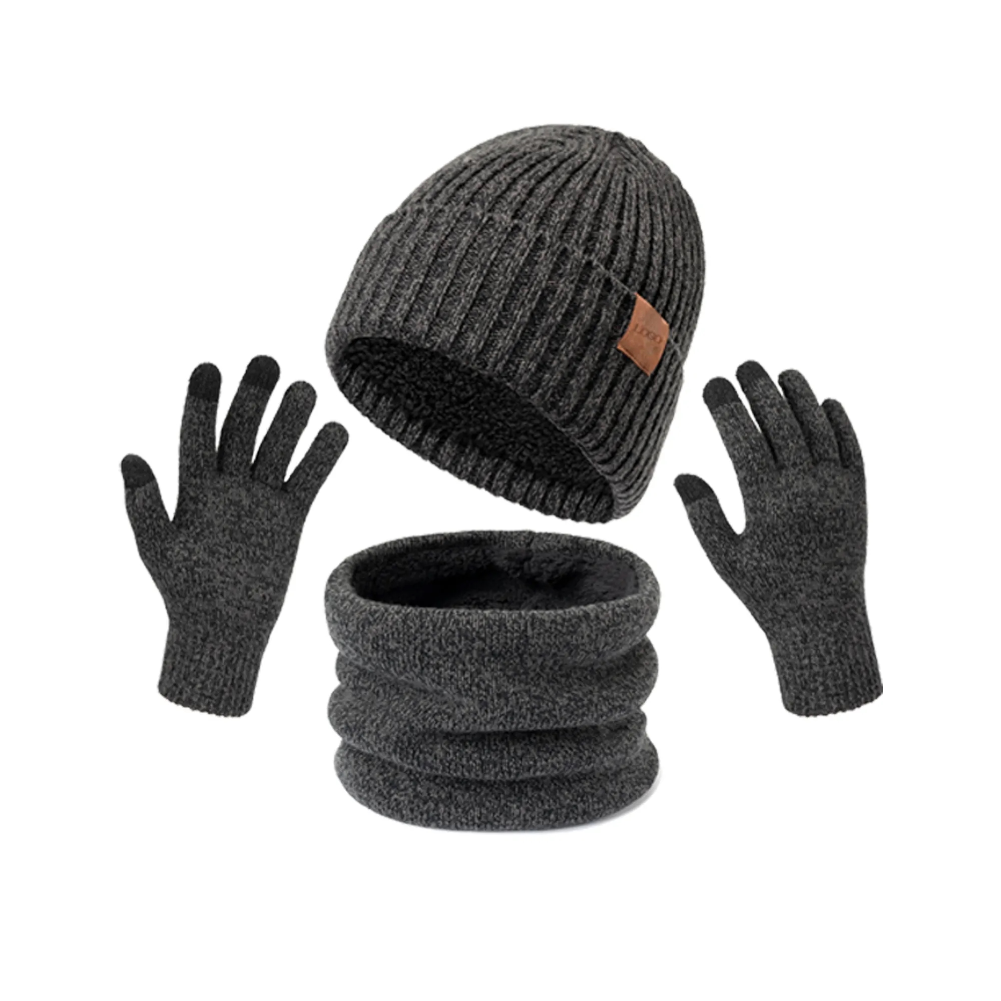 3 Pcs Winter Hat Scarf Gloves Set for Women Men 3