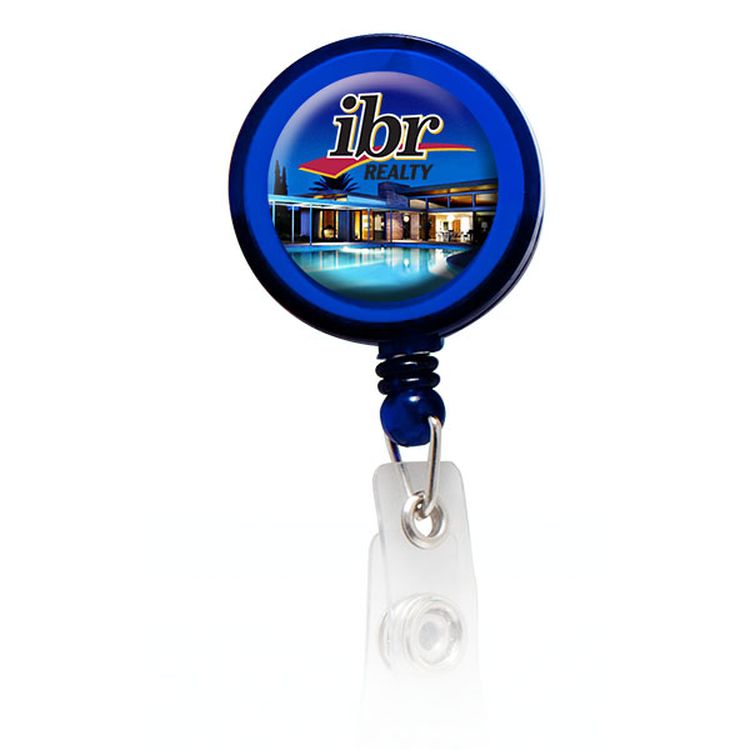 Domed Retractable Badge Holder (Round w/ Slip on Clip)