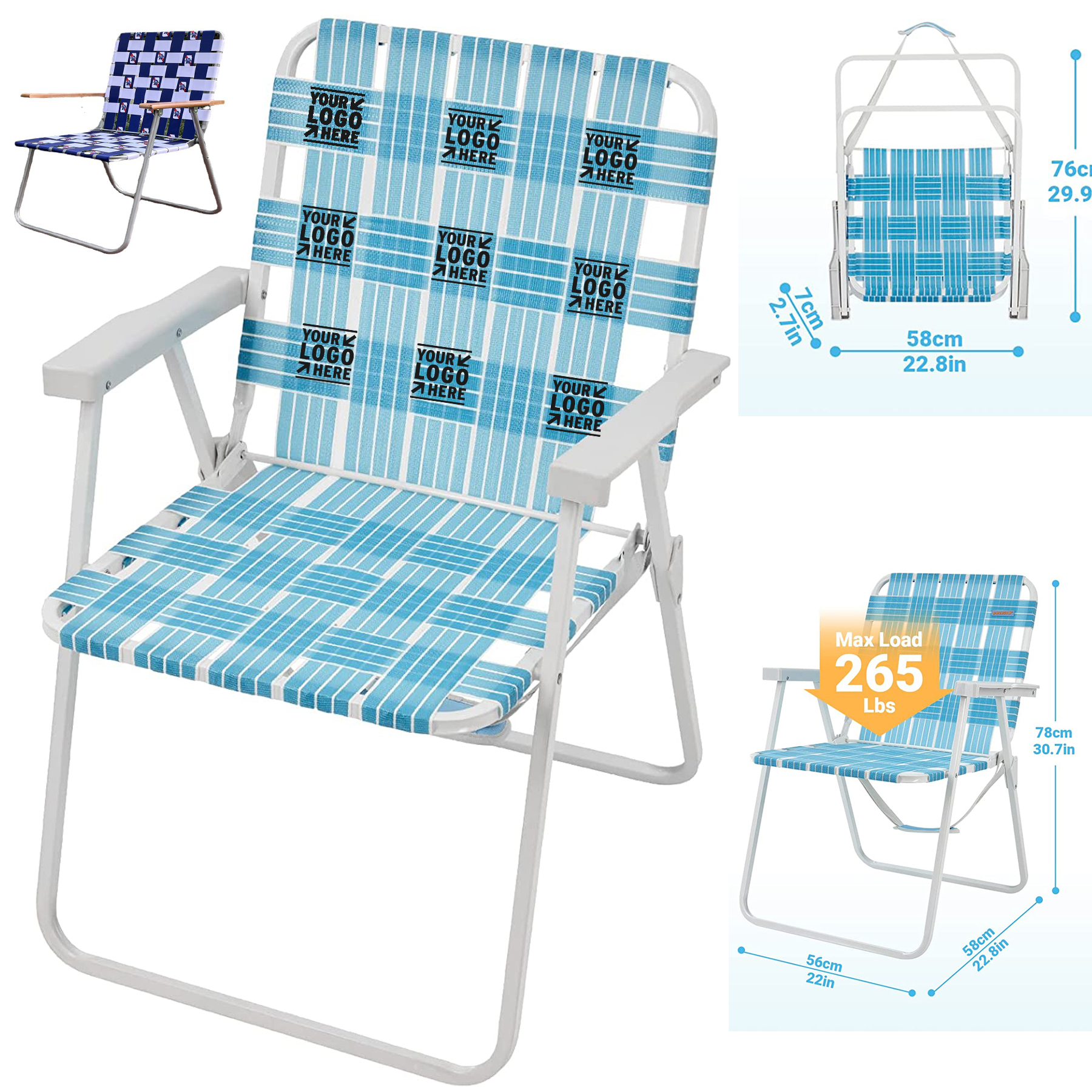 Folding Webbed Lawn Beach Chair