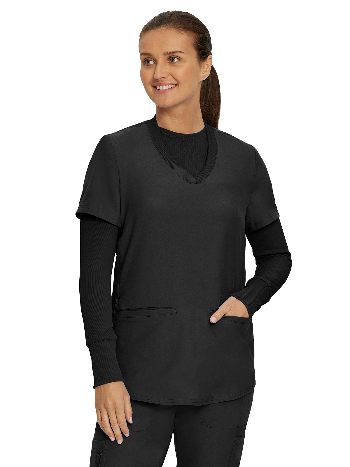 Landau - Forward - Women's One-Pocket Long-Sleeve Crew Neck Underscrub Tee 9