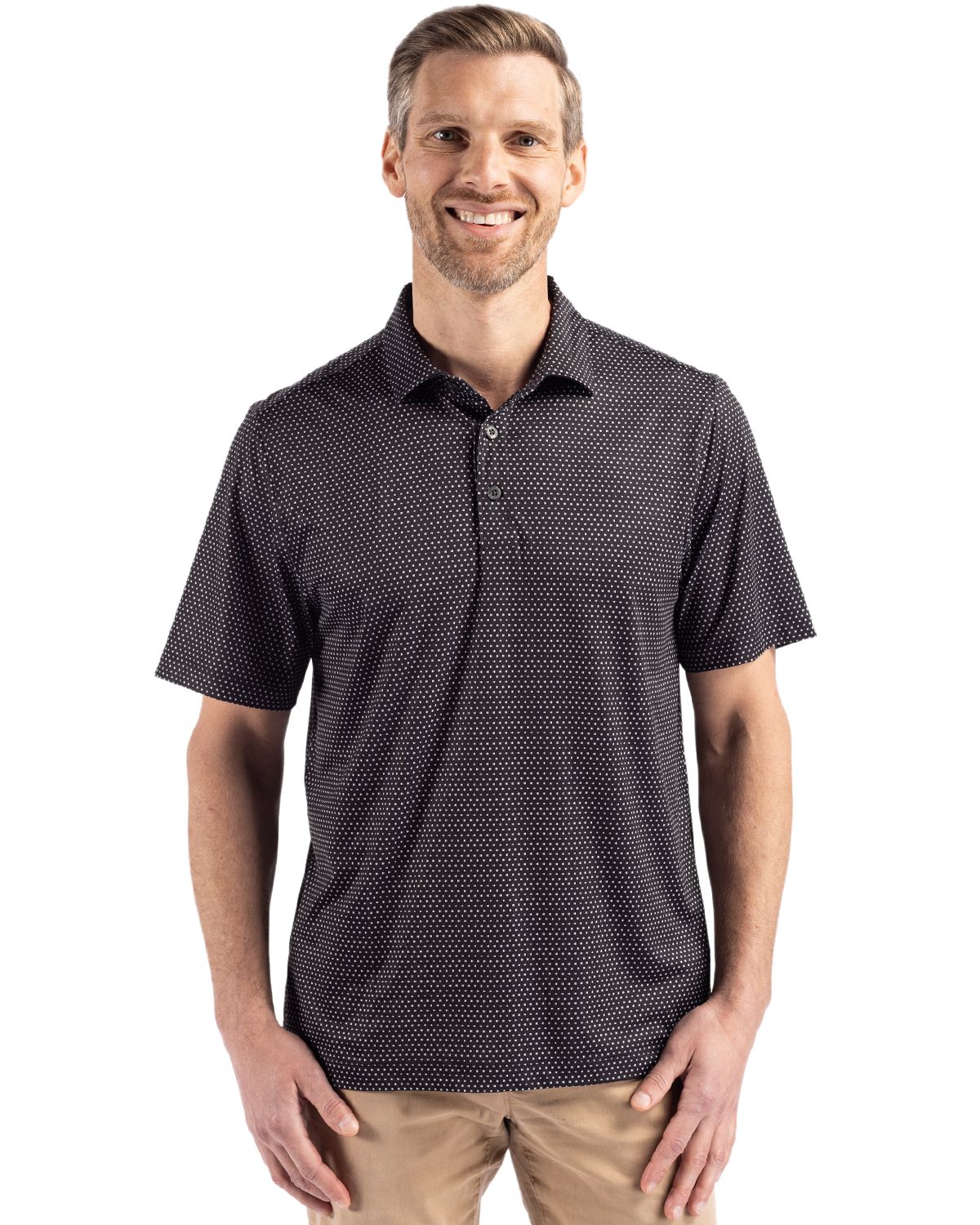 Pike Eco Shadow Check Print Recycled Mens Polo