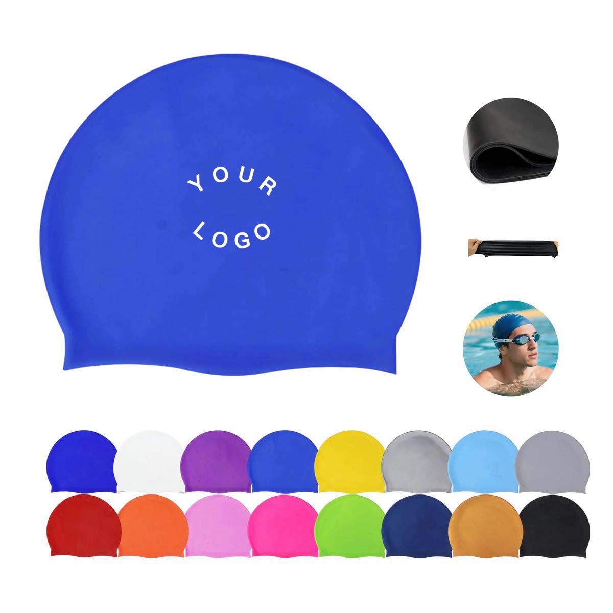 Adult Swim Cap Silicone Comfortable Fit 12