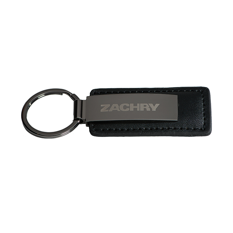 Iluxe Keychain with Black Leather and Gunmetal 1