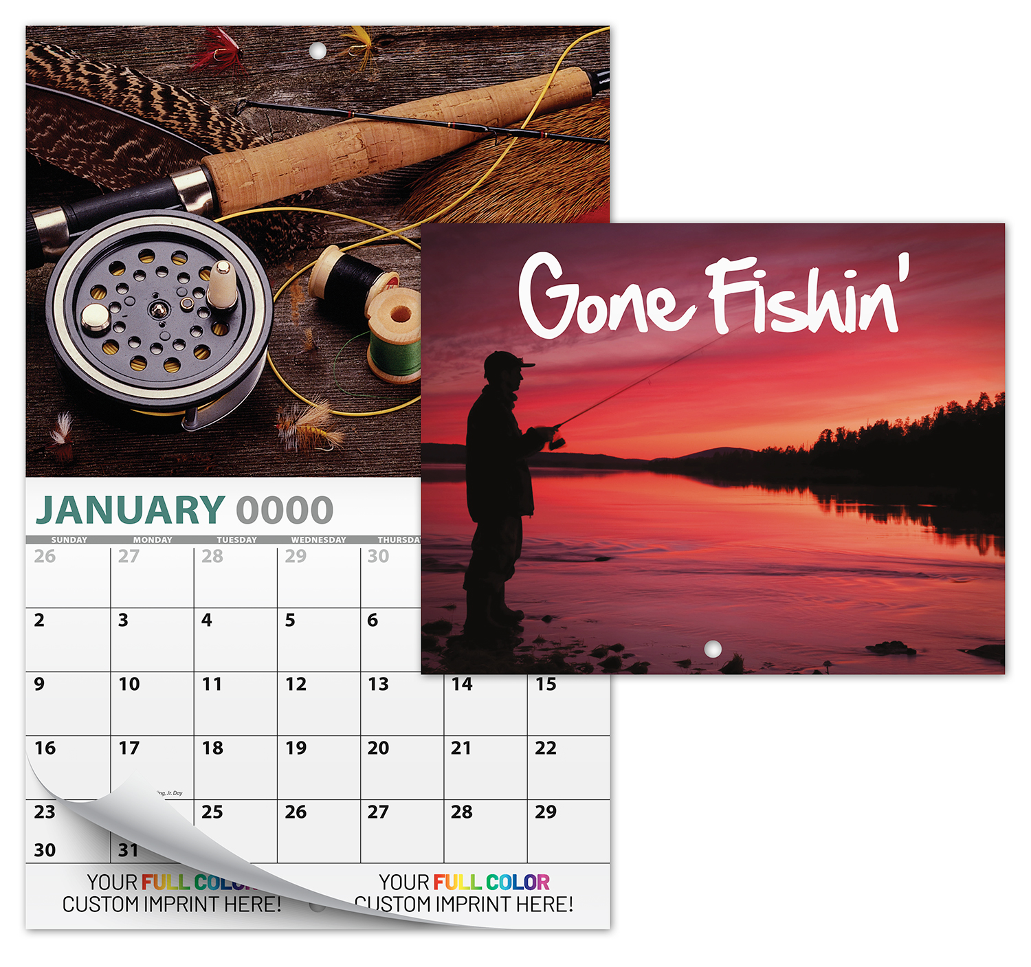 13 Month Custom Appointment Wall Calendar (High Gloss UV-Coated Cover)- GONE FISHIN' 1