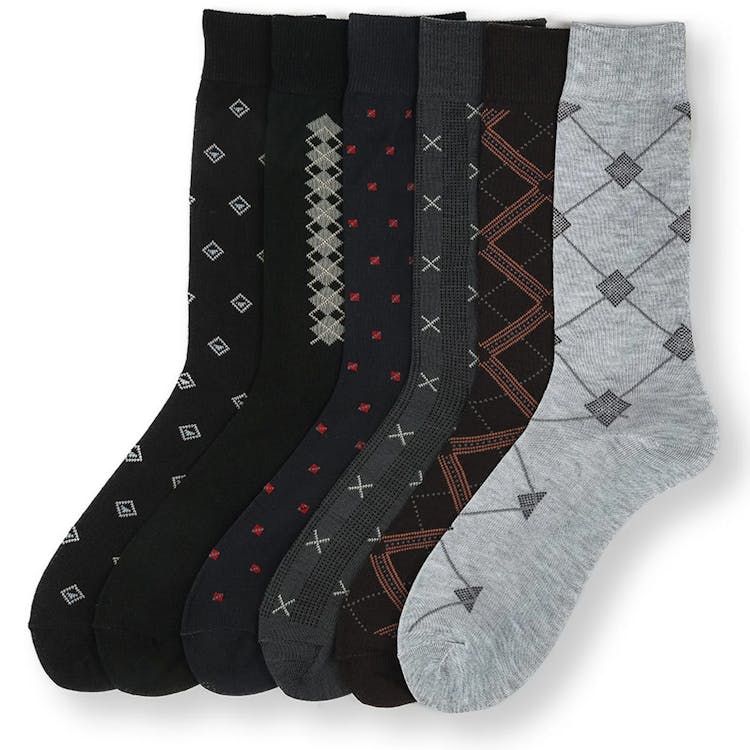 Men's Patterned Dress Socks - Size 10-13 6 Pack 2