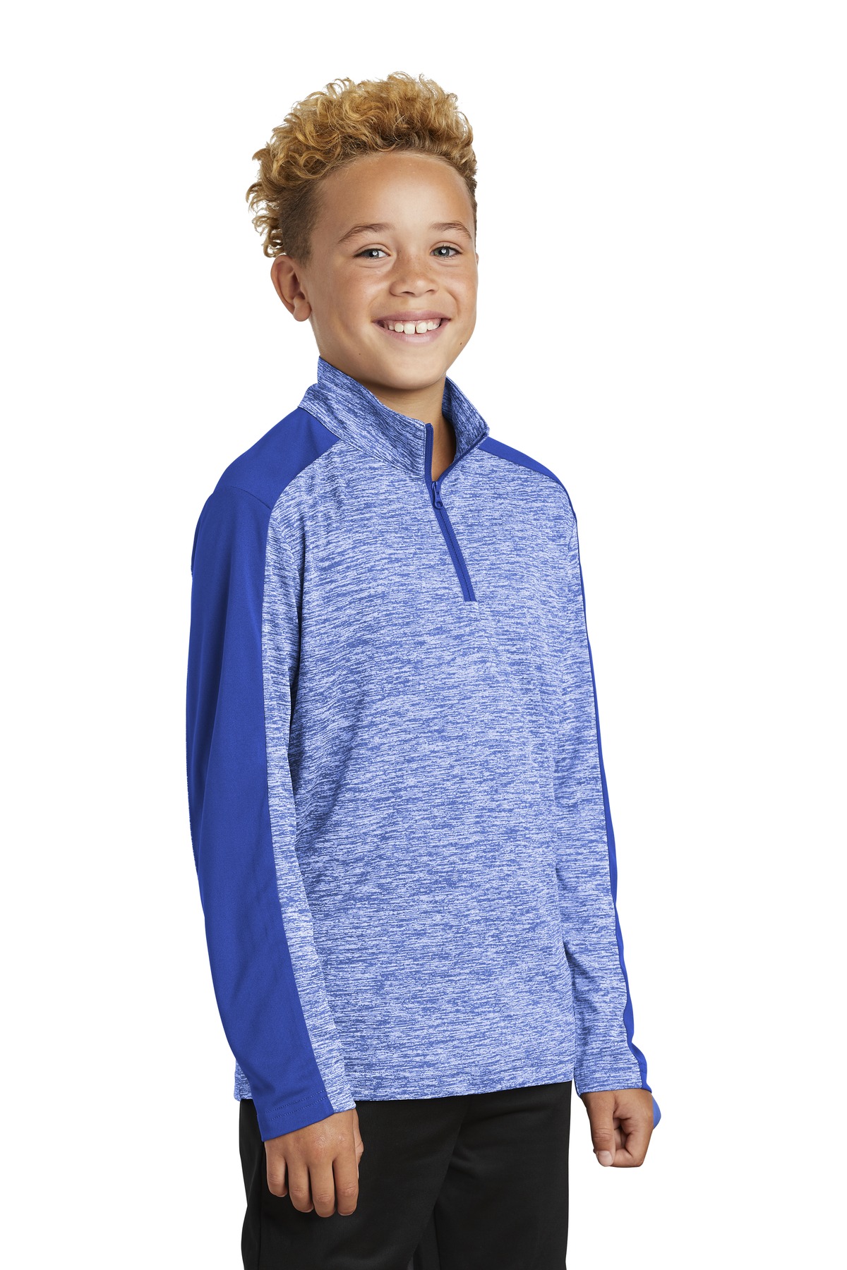 Sport-Tek Youth PosiCharge Electric Heather Colorblock 1/4-Zip Pullover. YST397 11