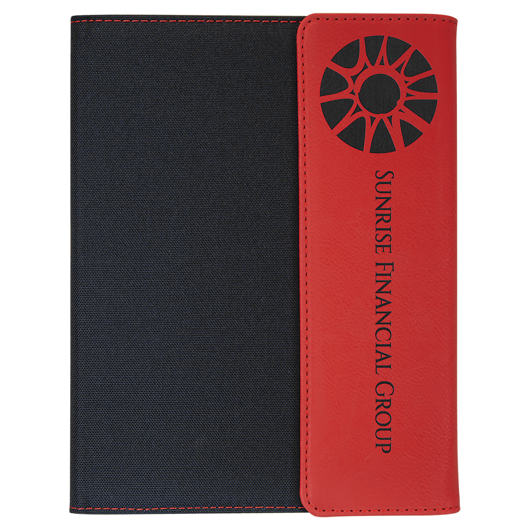 7" x 9" Red Leatherette / Black Canvas Portfolio with Notepad 2