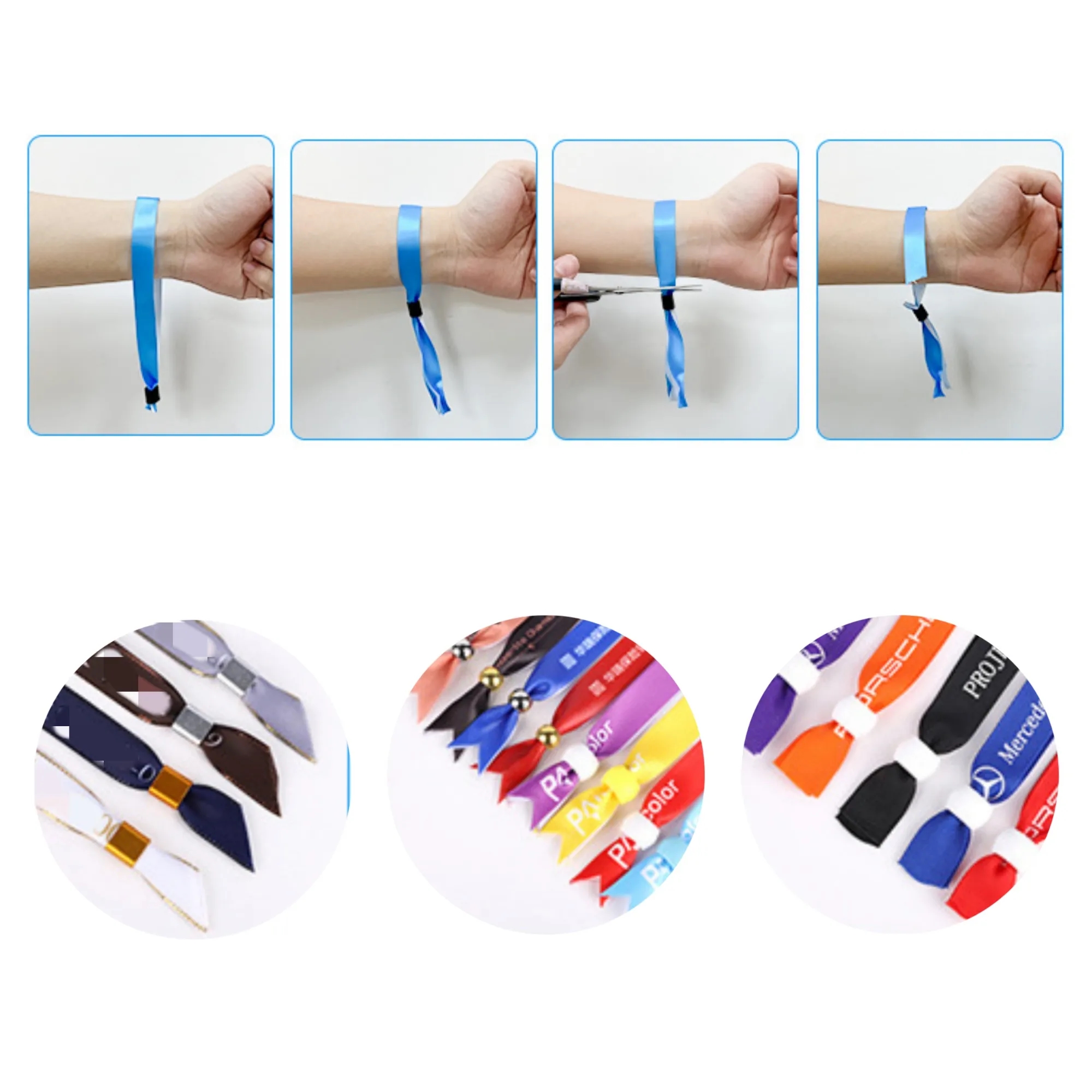 Disposable Silk Satin Polyester Wristband With Buttons 18