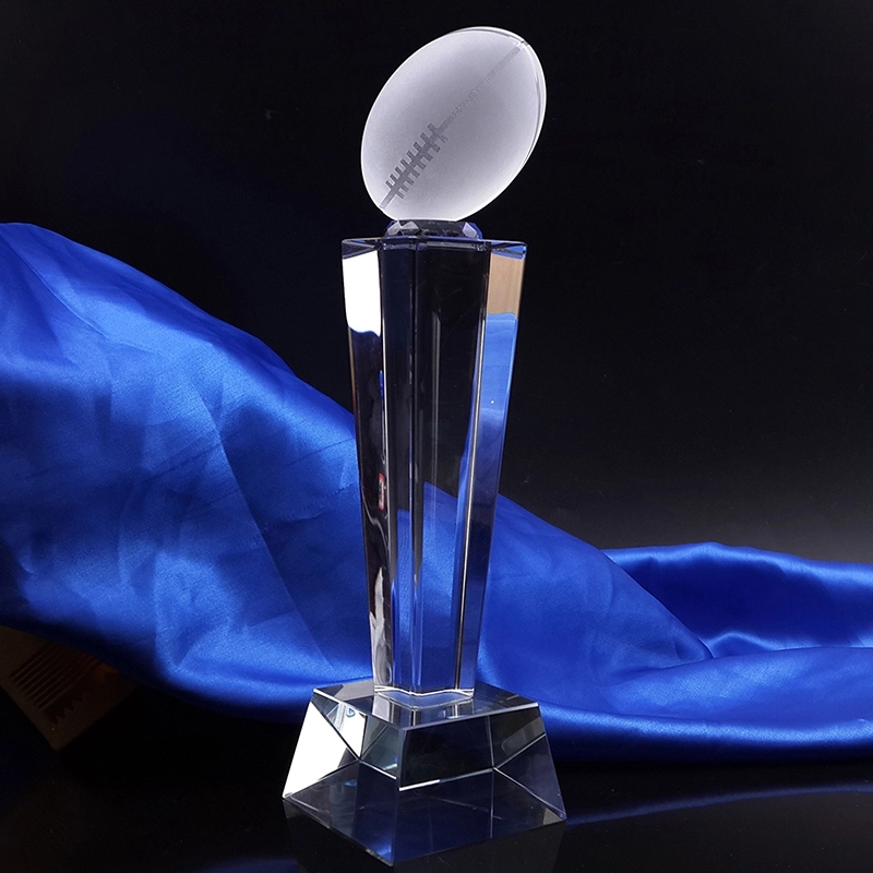 Optical Crystal Rugby Ball Column Award 3