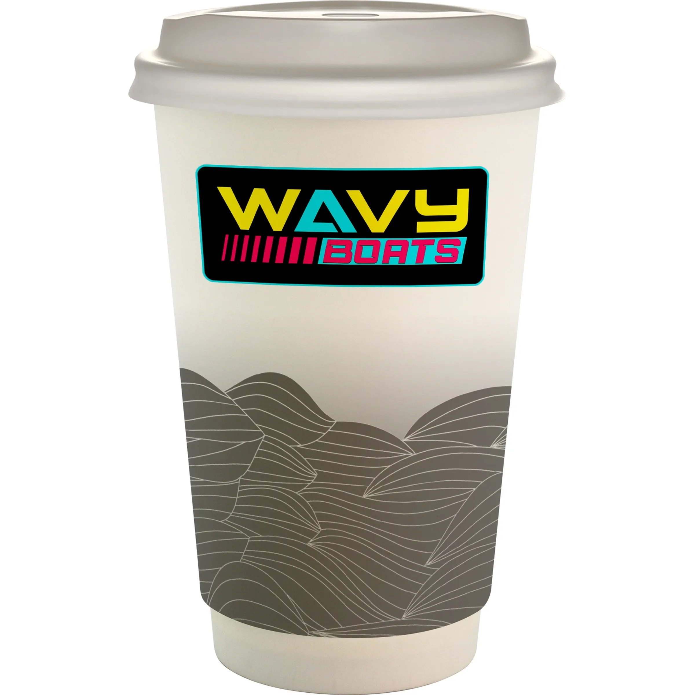 16 oz. Full Color Turbulent Waves Paper Cup With Lid 7