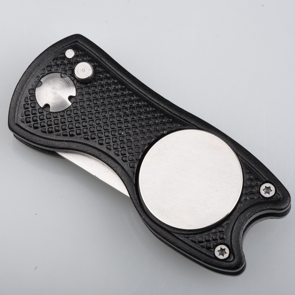 Aluminum Alloy Foldable Golf Divot Tool W/ Metal Prongs And Magnetic Ball Marker 10