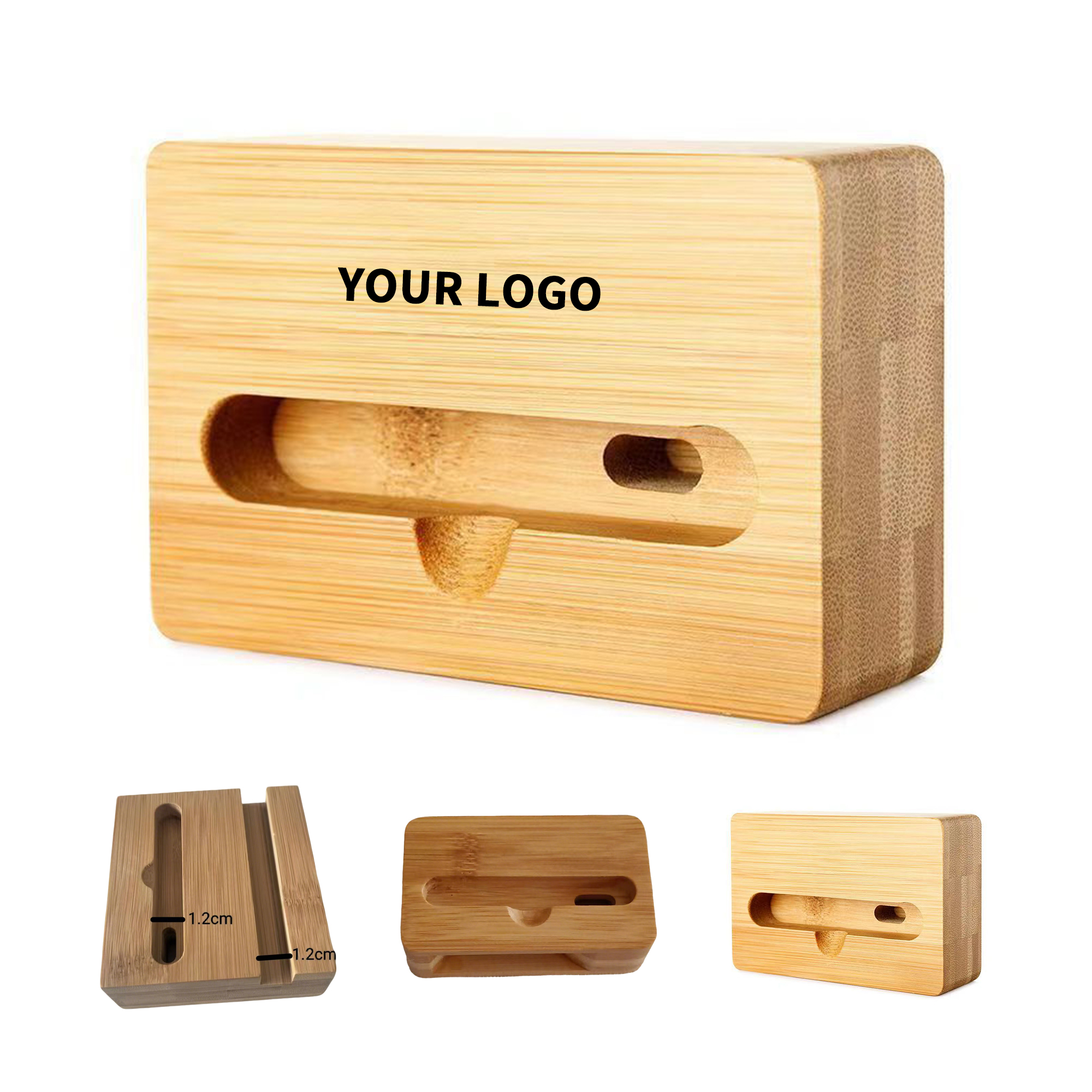 Bamboo Passive Sound Amplifier Phone Stand 4" Length X 2.4" Width X 1.2" Height 1