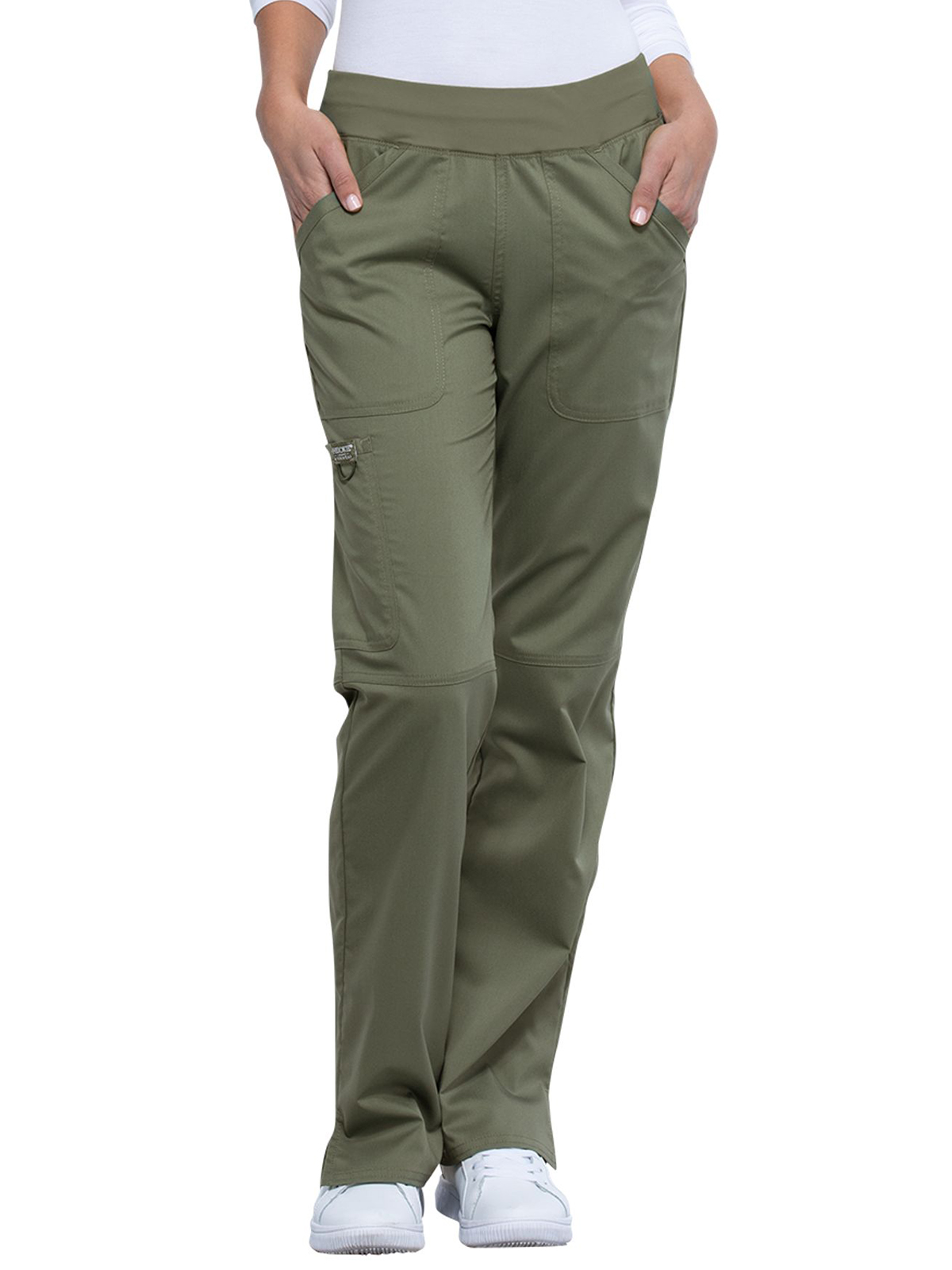 Cherokee - Workwear Revolution - Women's 4-Pocket Mid Rise Straight Leg Pull-on Pant 7