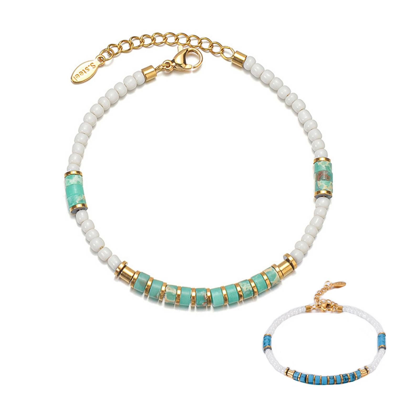 Stainless steel turquoise bracelet 8
