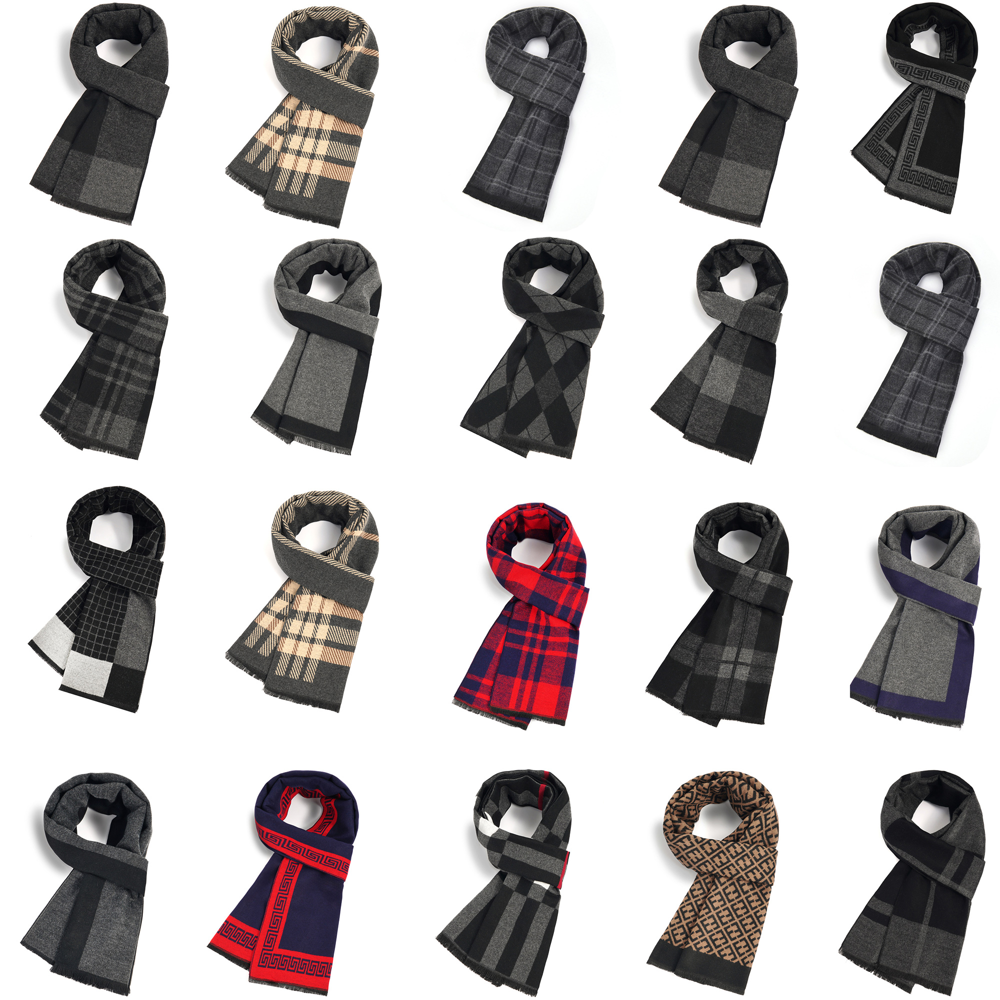 Winter Plaid Faux Cashmere Scarf Shawl 5