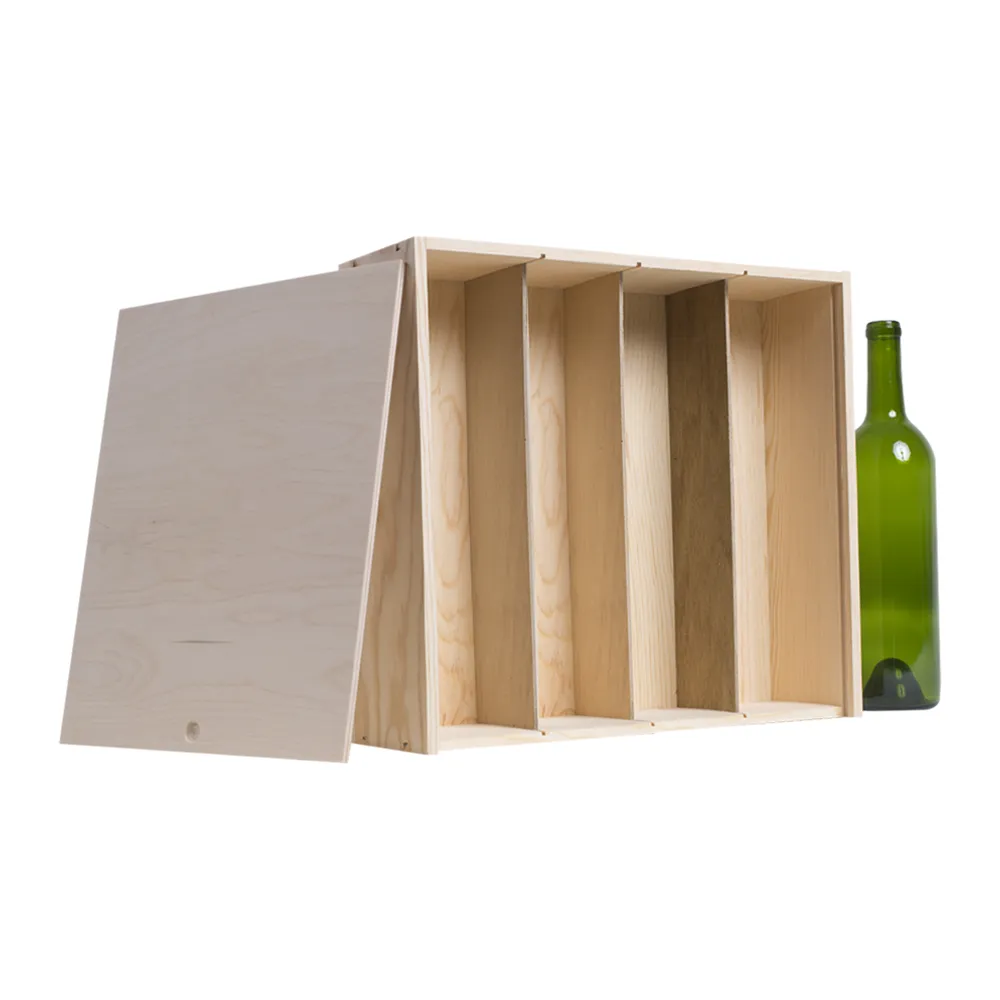 4-Bottle Wood Wine Box 2