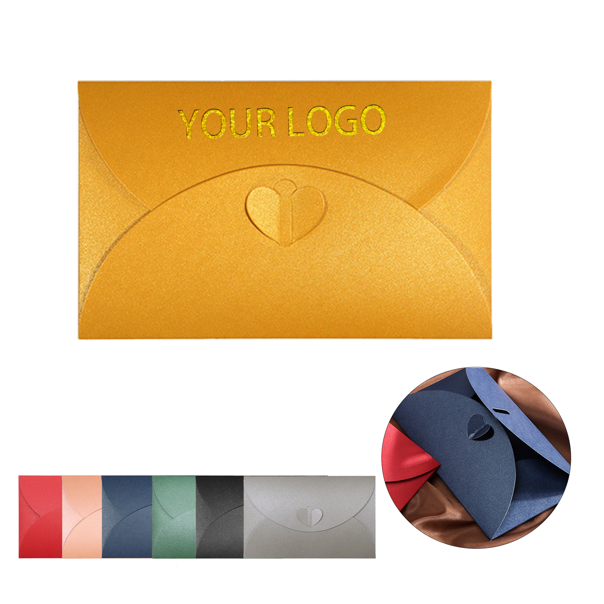 MOQ:50pcs Custom Heart-Shaped Envelopes 1