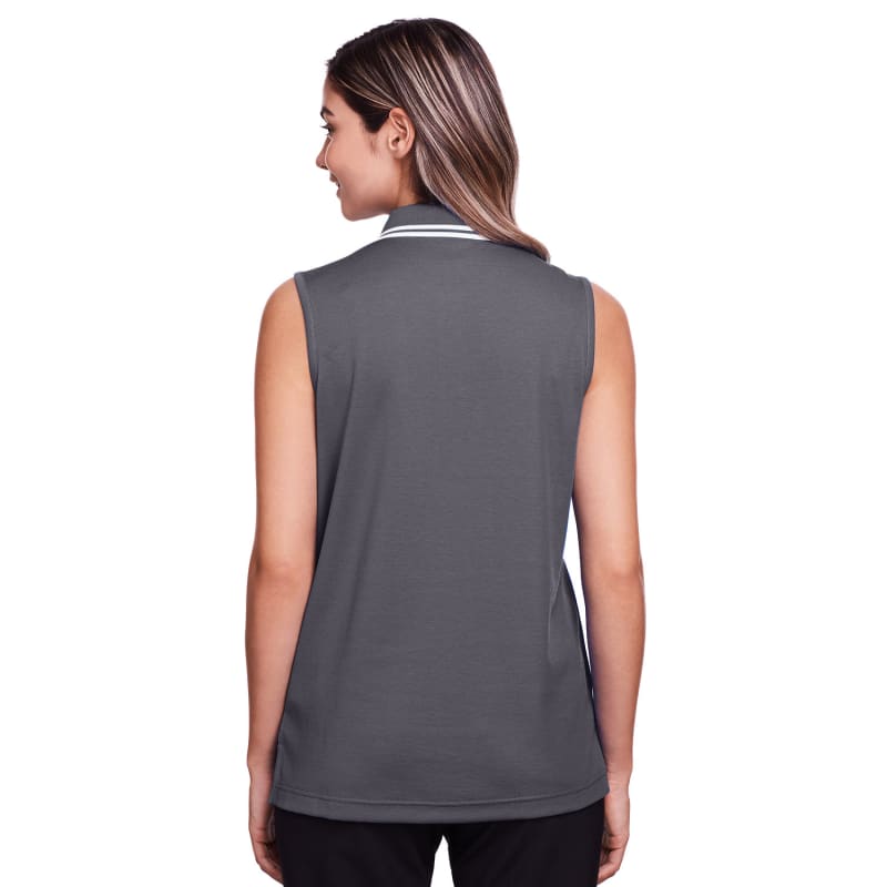 Devon & Jones Ladies' CrownLux Performance™ Plaited Tipped Sleeveless Polo 15