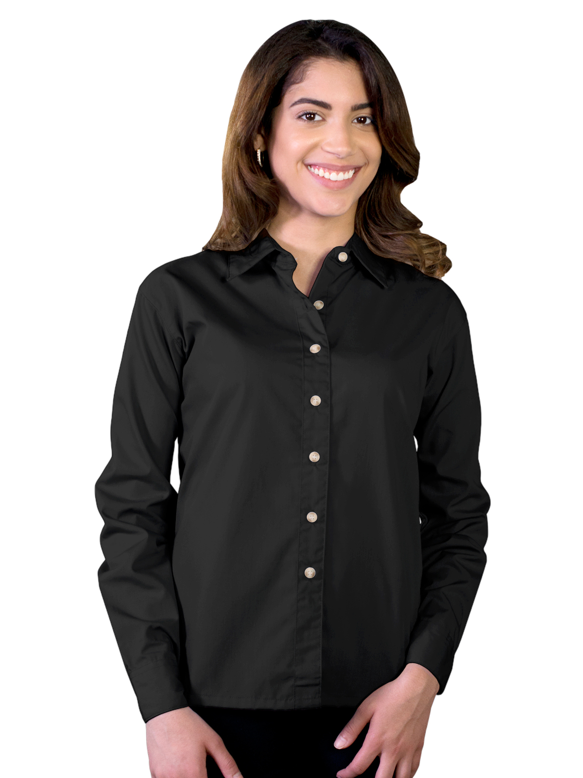 Blue Generation - Women's Pocketless Long Sleeve Superblend Poplin Shirt 9