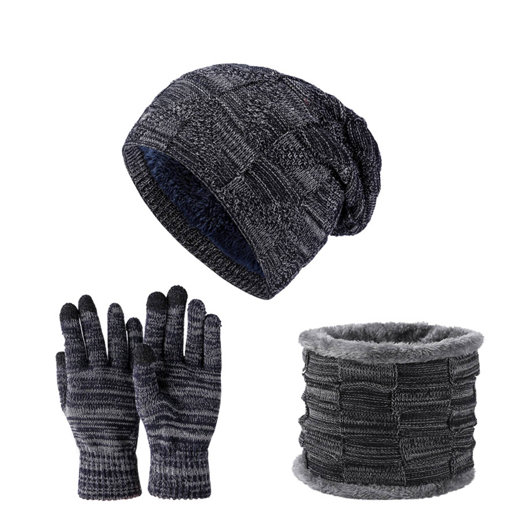 Winter Beanie Hat Scarf and Touch Screen Gloves Set 4