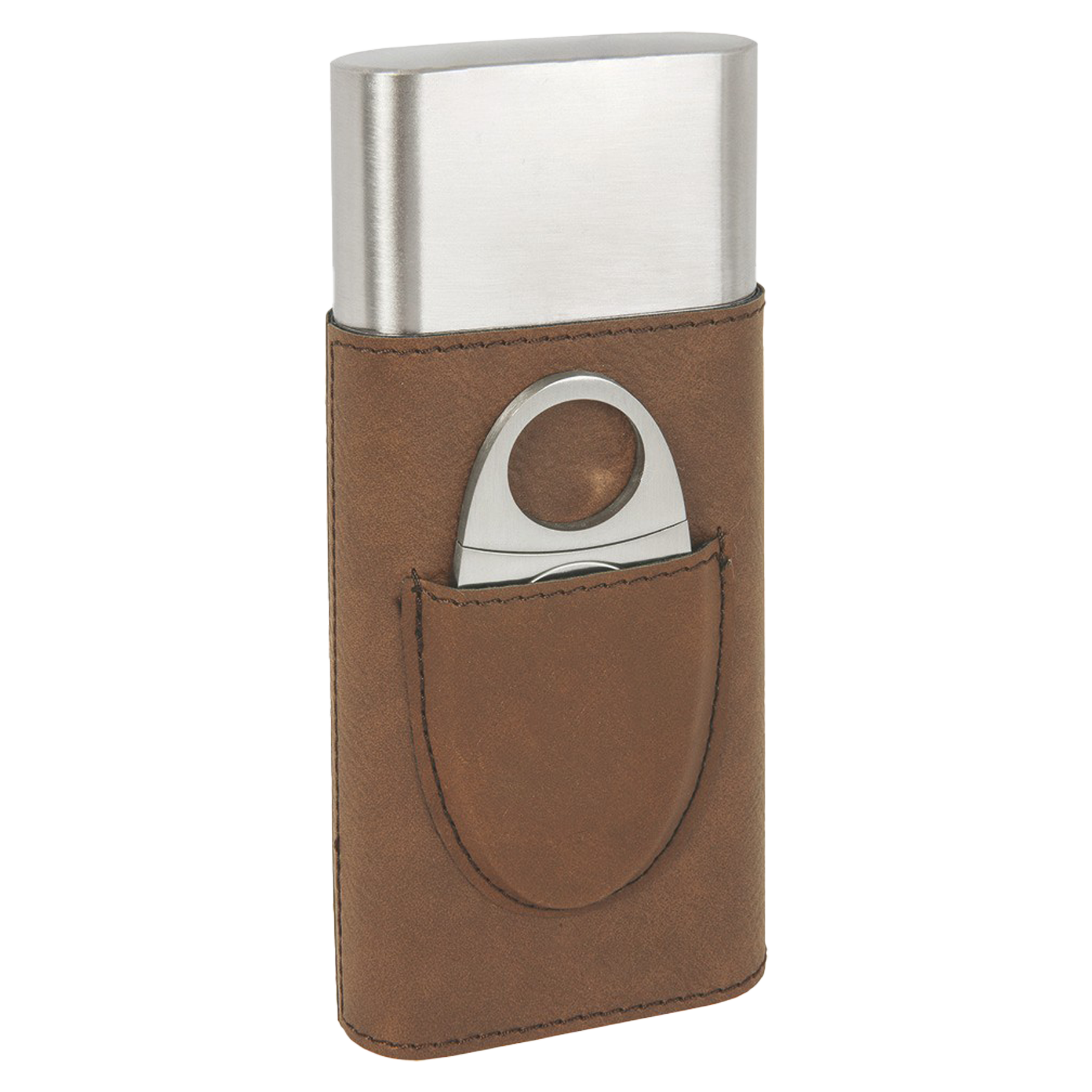 Dark Brown Leatherette Cigar Case w/ Cutter 3