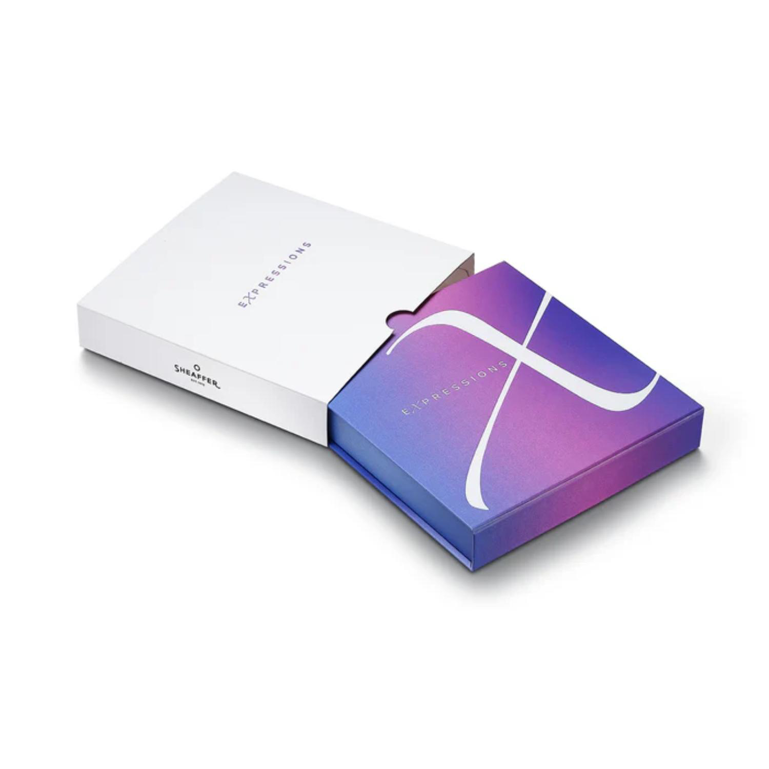 SHEAFFER® Executive Gift Set 100 9376 Blue and Pink Pearlised Gradient Ballpoint Pen with Small Notebook 10