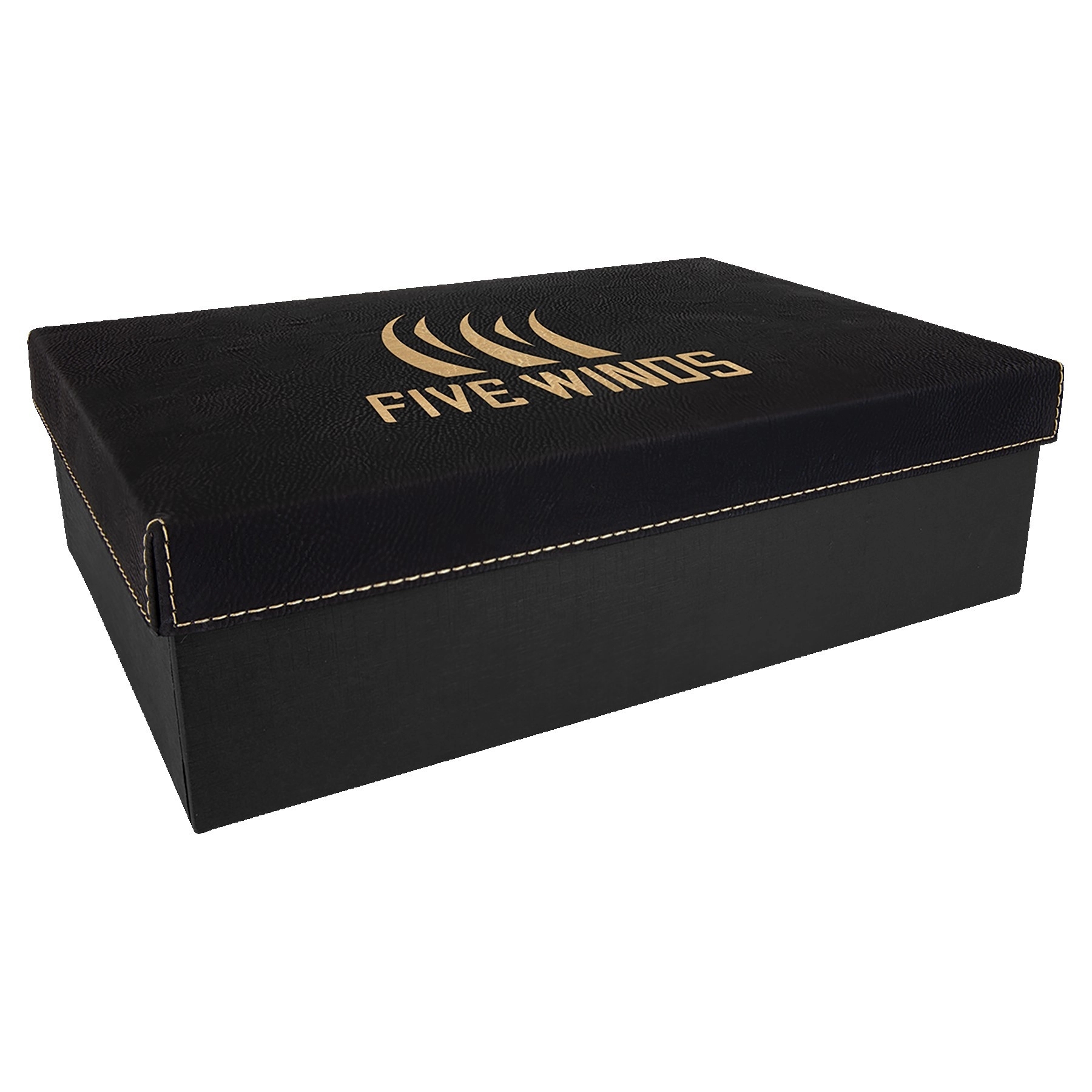 Black/Gold Gift Box w/Laserable Leatherette Lid (11 3/4" x 7 3/4") 2