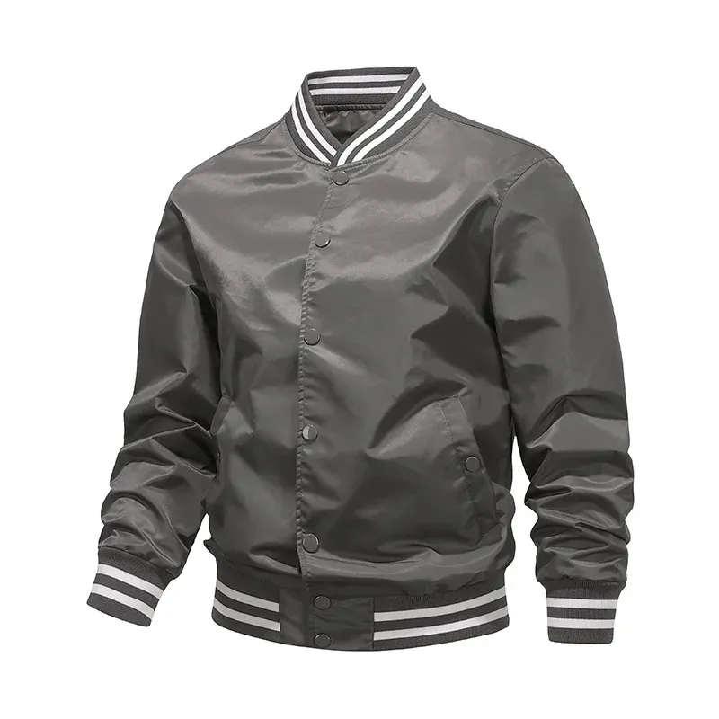 Men's Striped Trim Varsity Bomber Jacket 2