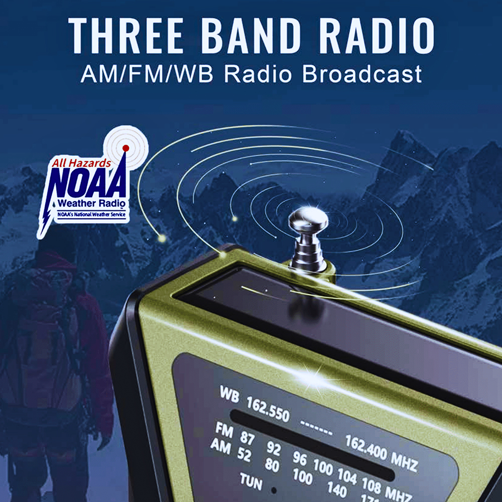 ResQ Emergency Weather Radio with Hand Crank, Solar, and 4000mAh Portable Phone Charger 8