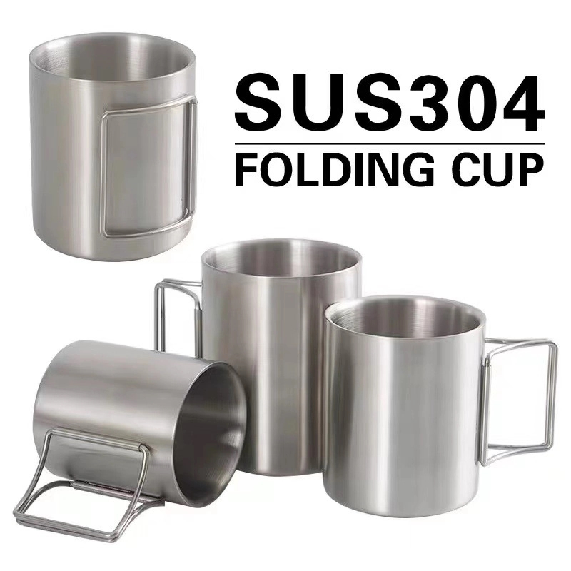 304 Stainless Steel Mug& Outdoor Camping Storage Folding 3