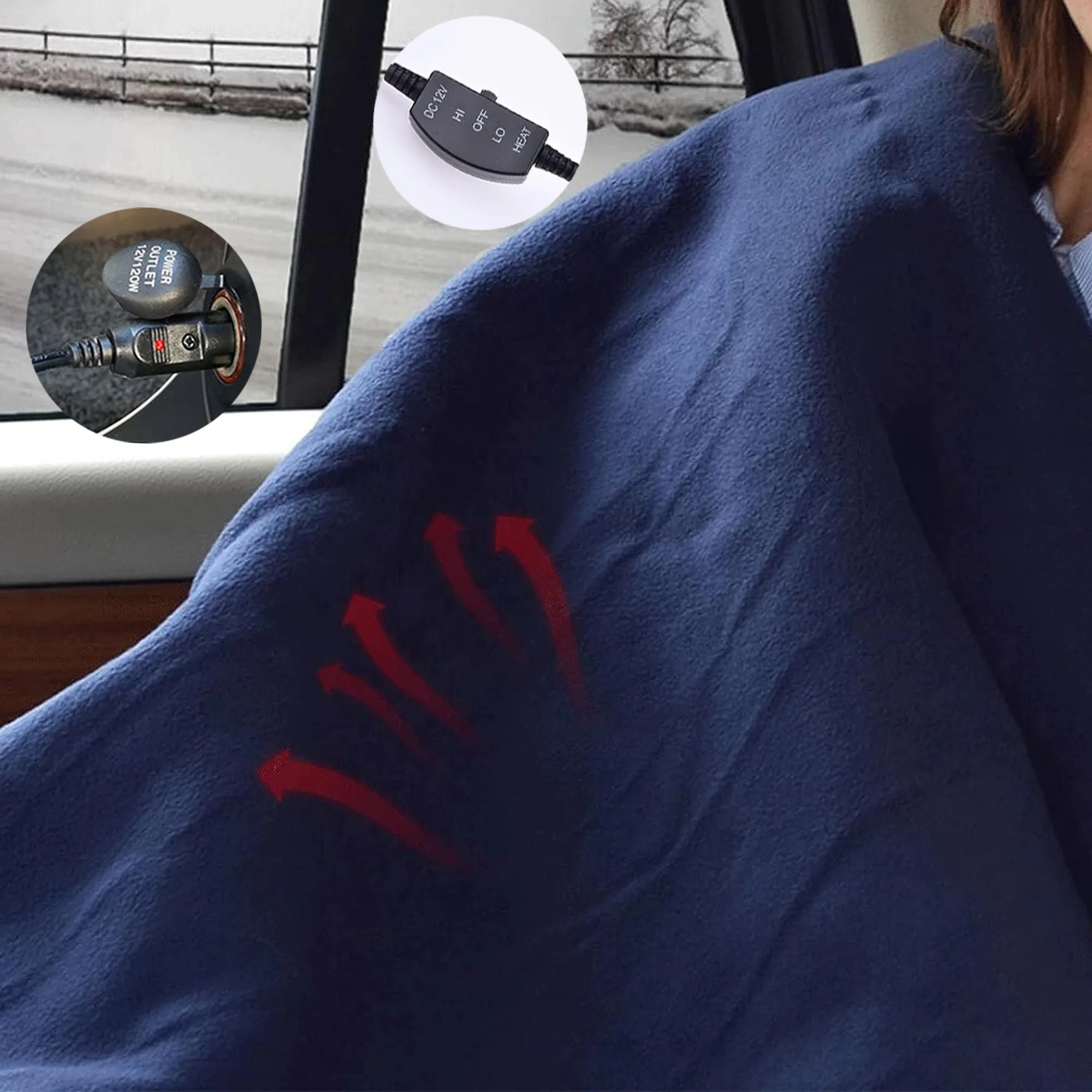 12V Heated Car Blanket with Adjustable Temperature 2