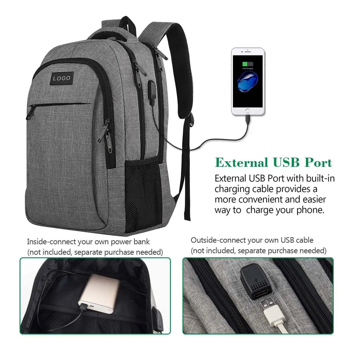 Large Travel Laptop Backpack with USB Charging Port 4