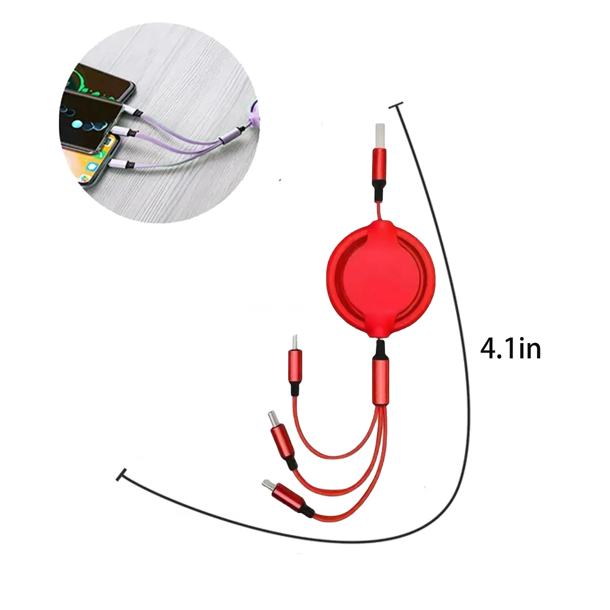 Retractable Portable 3-in-1 Charging Cable 4