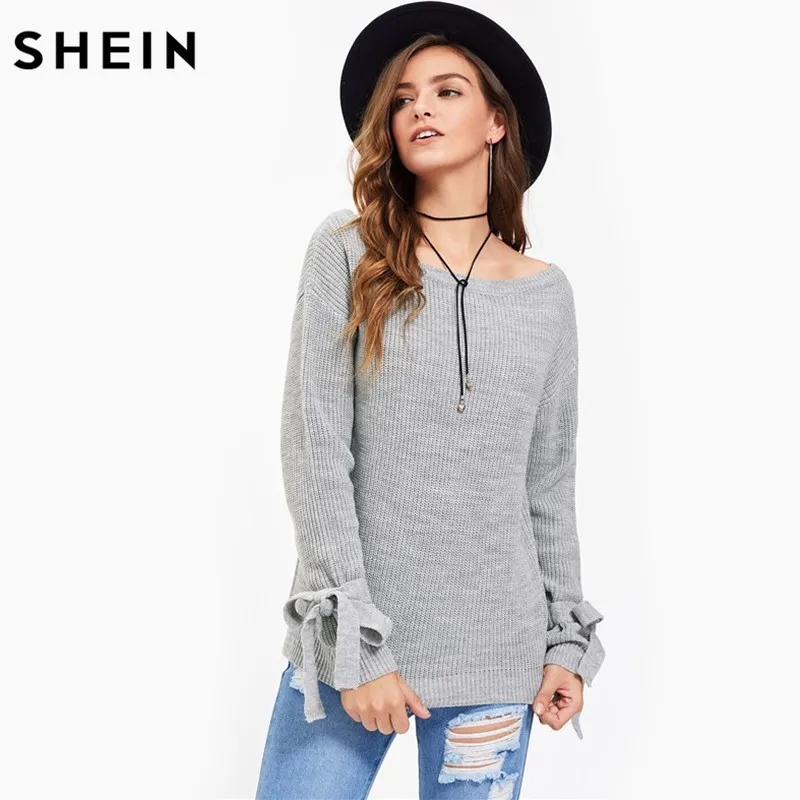 Gray Mesh Drop Tie Jumper: Long Loose Casual Pullover, custom hoodie or sweatshirt with logo imprint 3