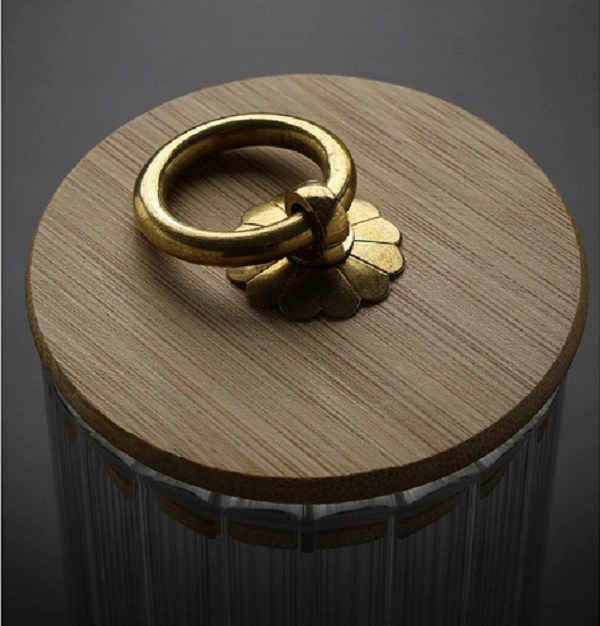 Glass Storage Jar Food Container Copper Pull Ring Cover 3