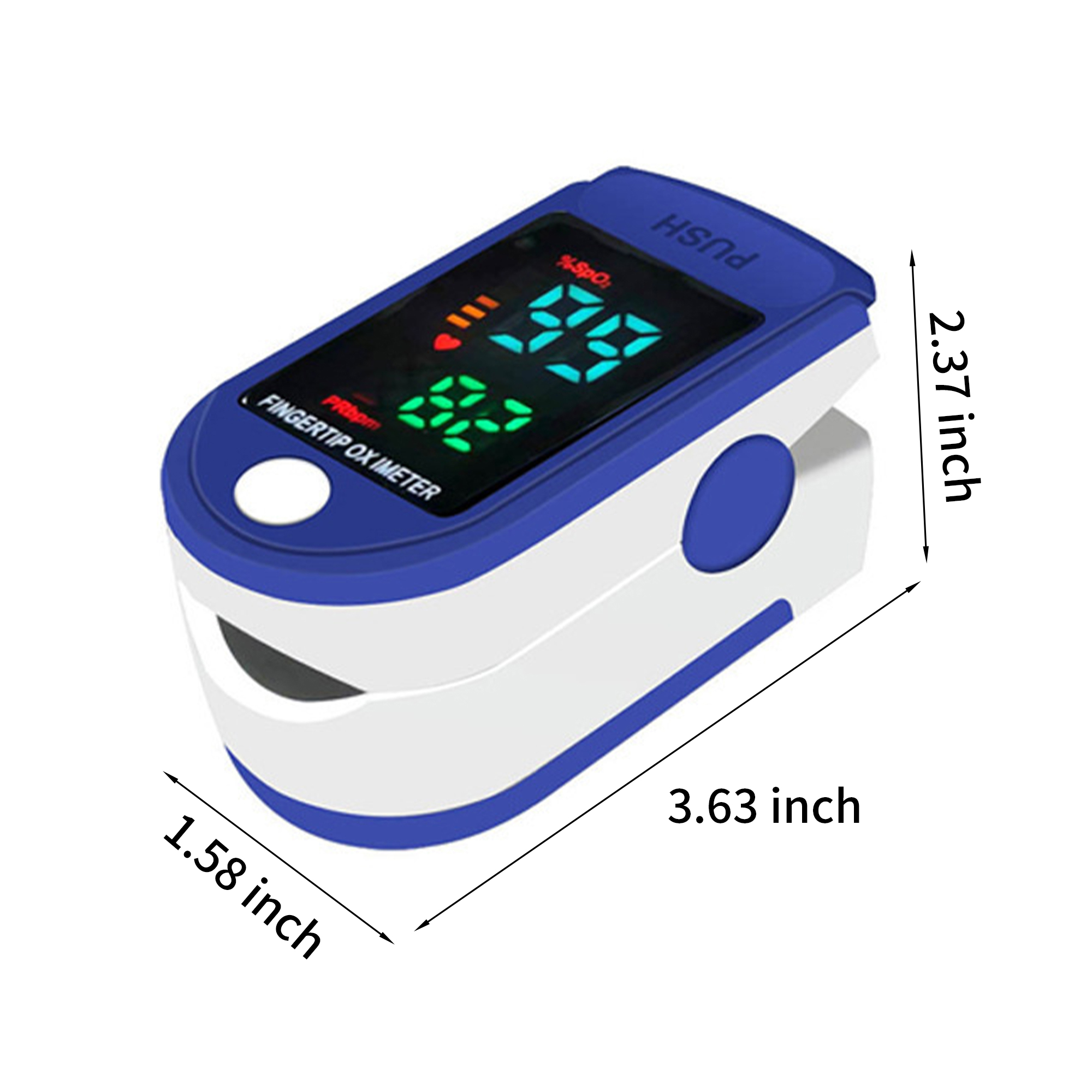 Digital Fingertip Oxygen Meter 3.63" x 2.37" x 1.58" 3