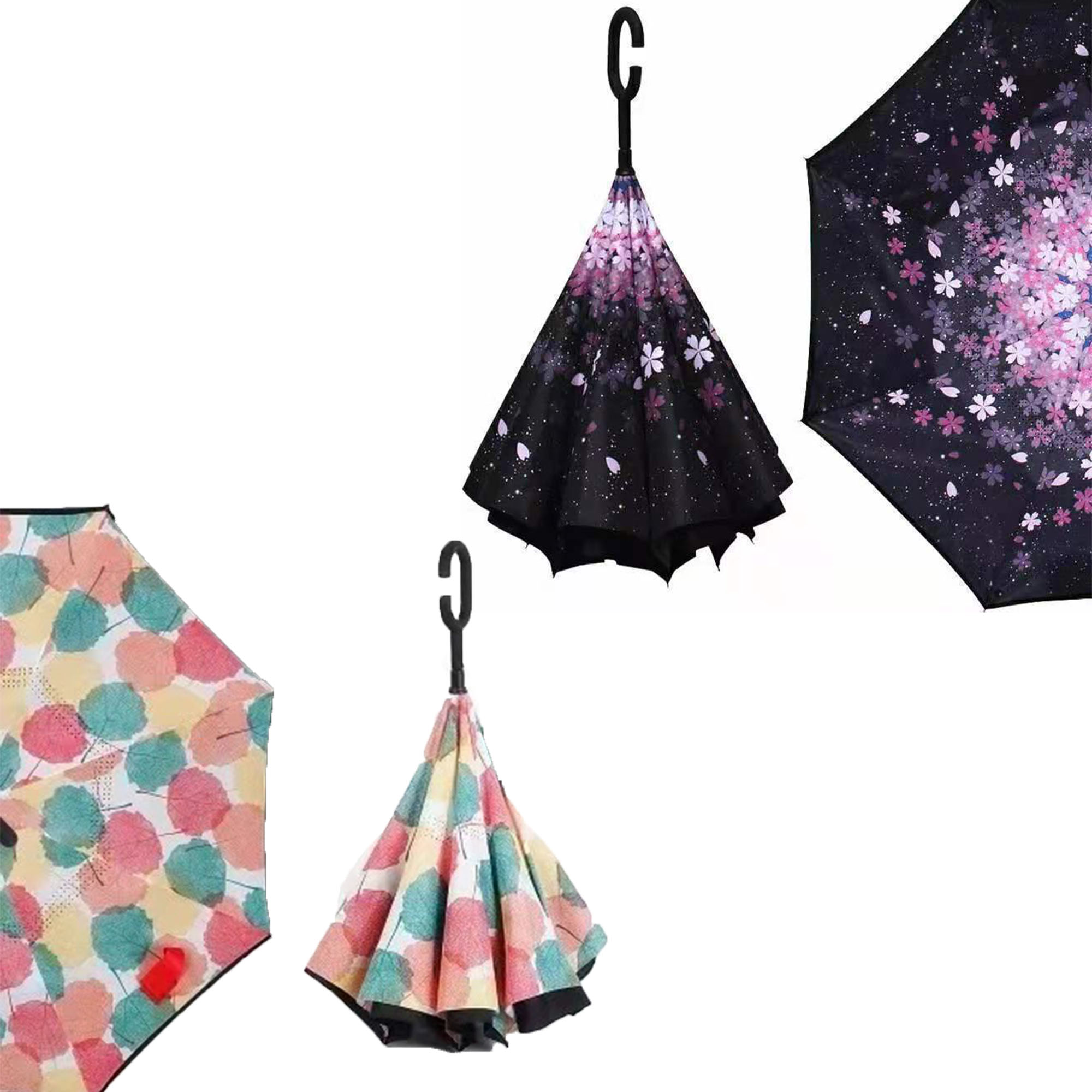 Reverse Folding Umbrella w/ C-Shaped Handle 1