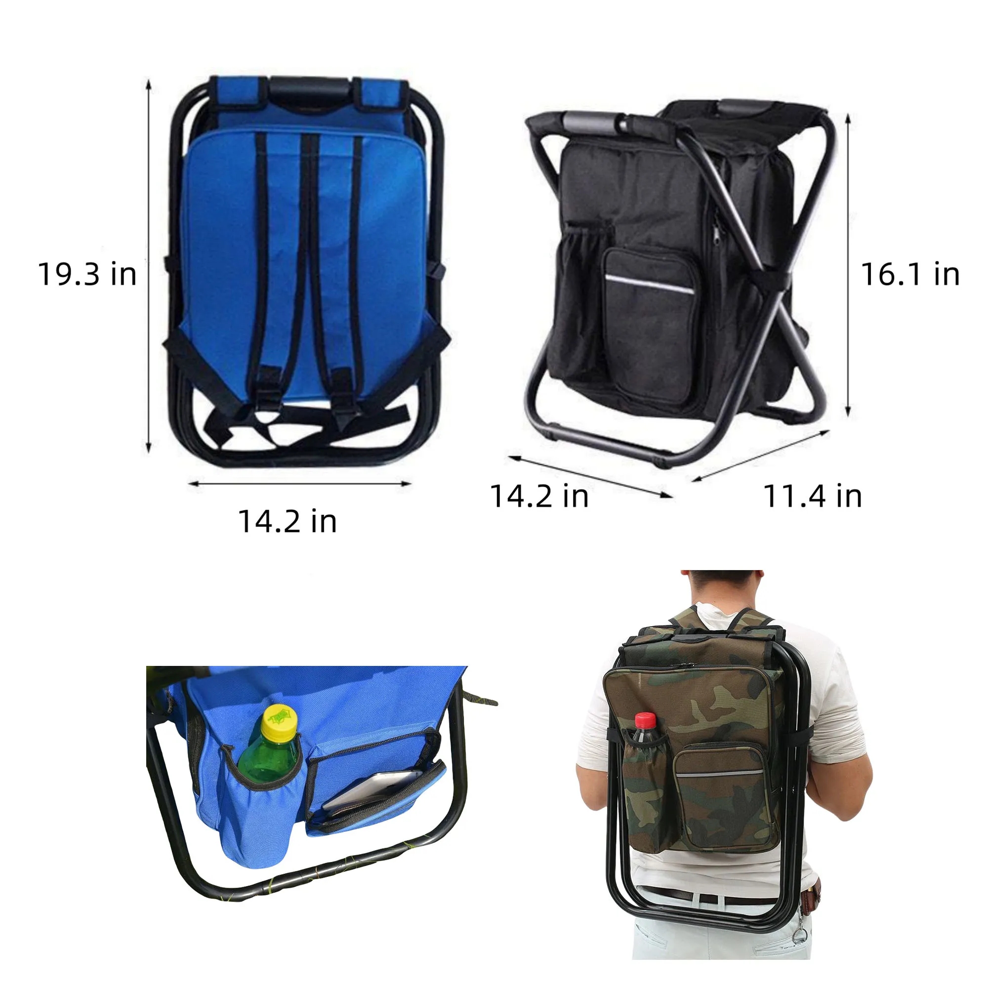 Folding Backpack Stool Cooler Chair Heavy Duty 6