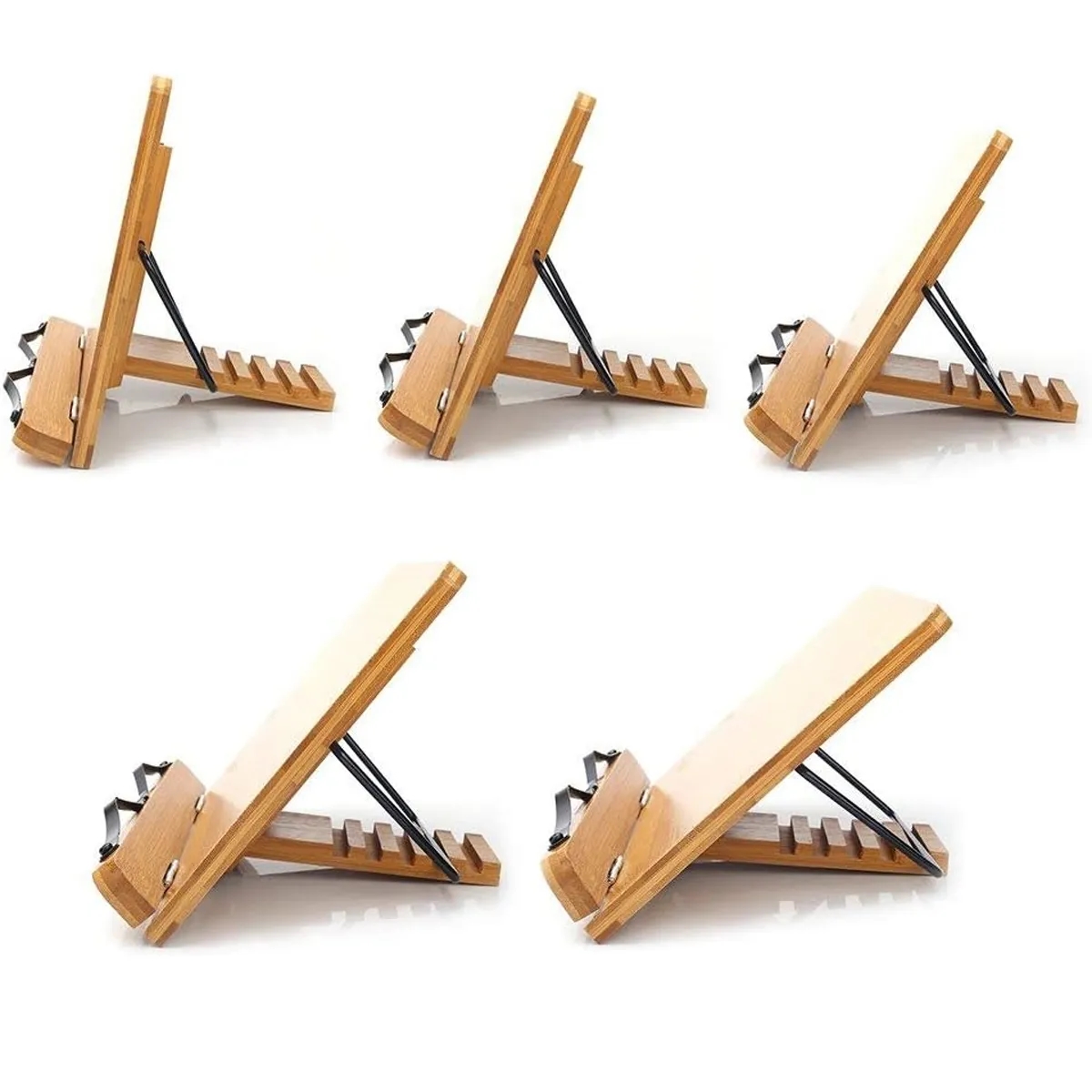 Bamboo Reading BookStand Adjustable Holder with Clips 3